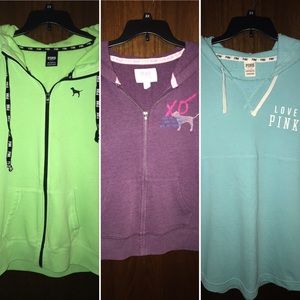 3 Victoria’s Secret PINK Hoodies Lot Size Large